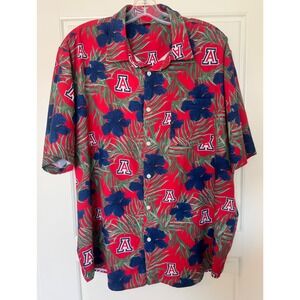 Men's Arizona Wildcats Floral Button-Up Shirt Size XL Hawaiian Resort Casual EUC